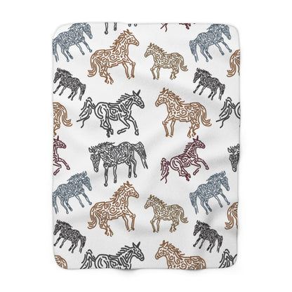 Horse Sherpa Fleece Blanket