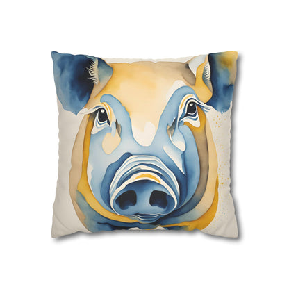 Pig Faux Suede Pillowcase