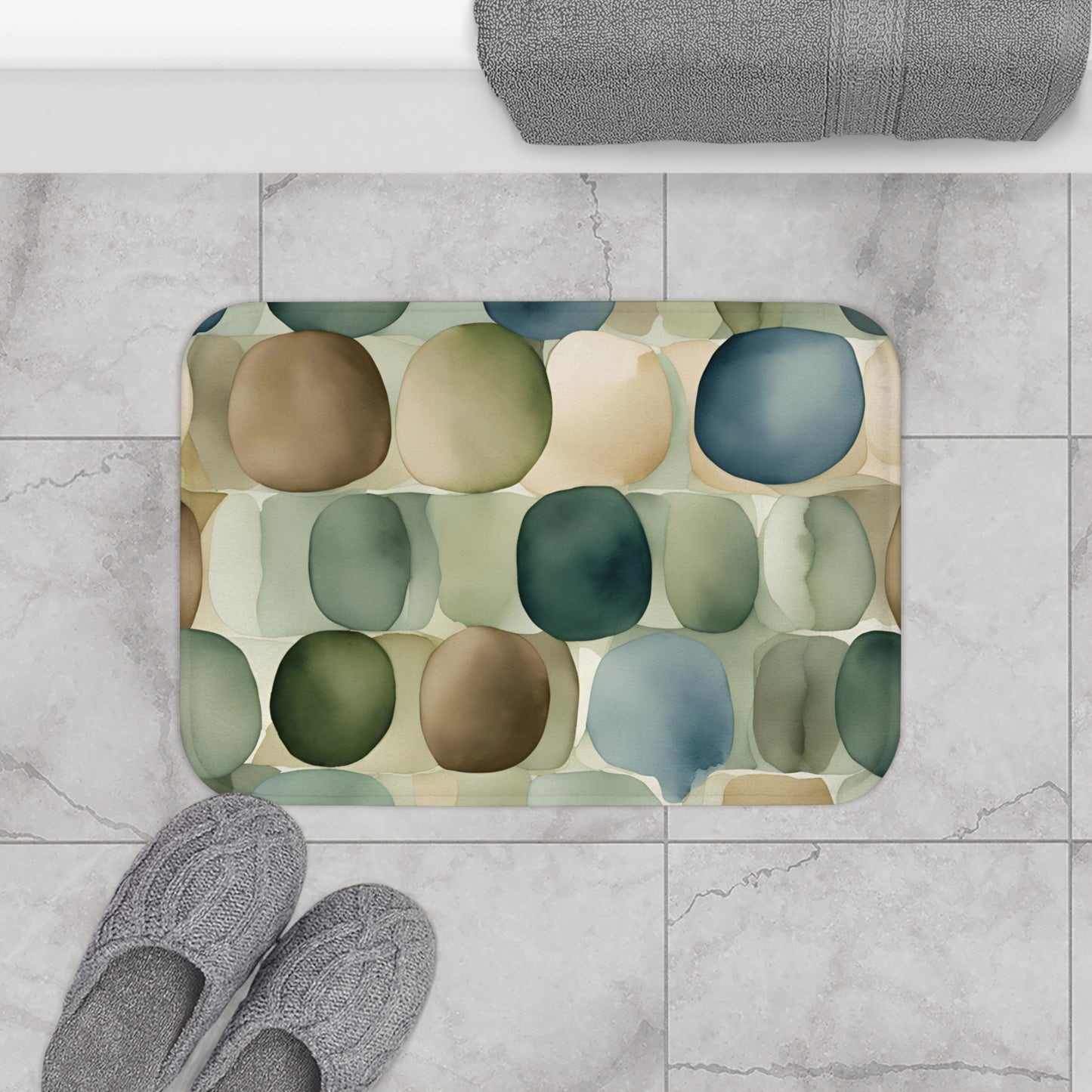 Stones Neutral Microfiber Bath Mat