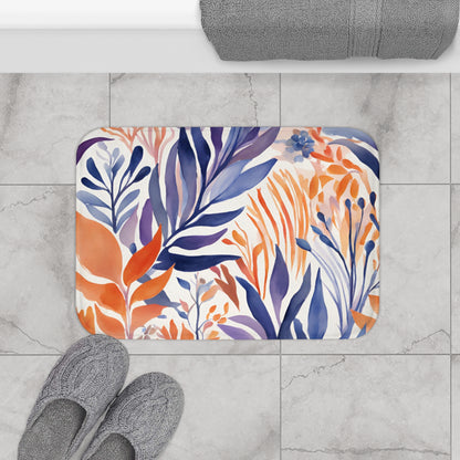 Watercolor Leaf Microfiber Bath Mat