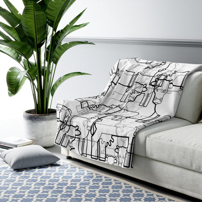 Geometric Cow Sherpa Fleece Blanket