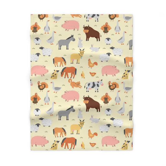 Barnyard Animal Fleece Baby Blanket