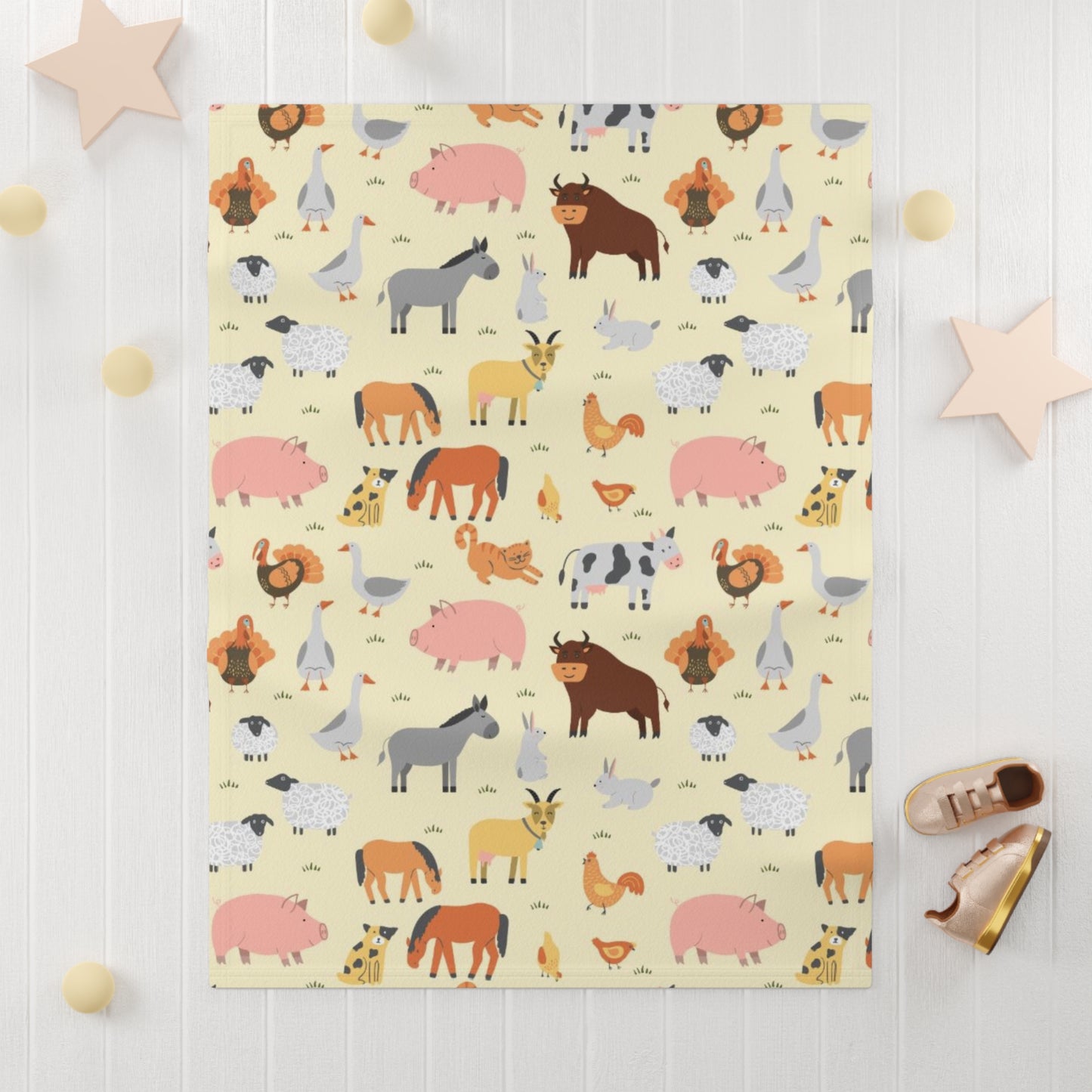 Barnyard Animal Fleece Baby Blanket