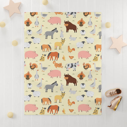 Barnyard Animal Fleece Baby Blanket