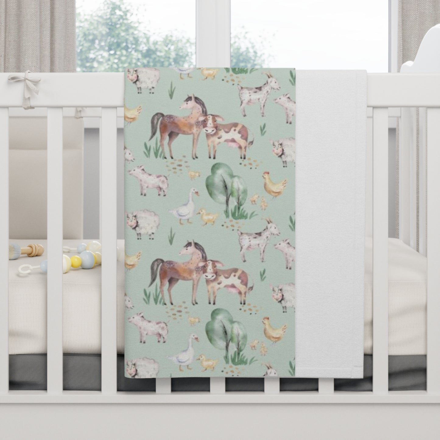 Farm Animal Fleece Baby Blanket