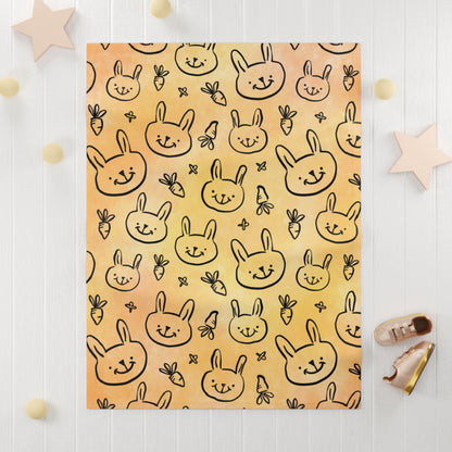 Rabbits and Carrots Fleece Baby Blanket