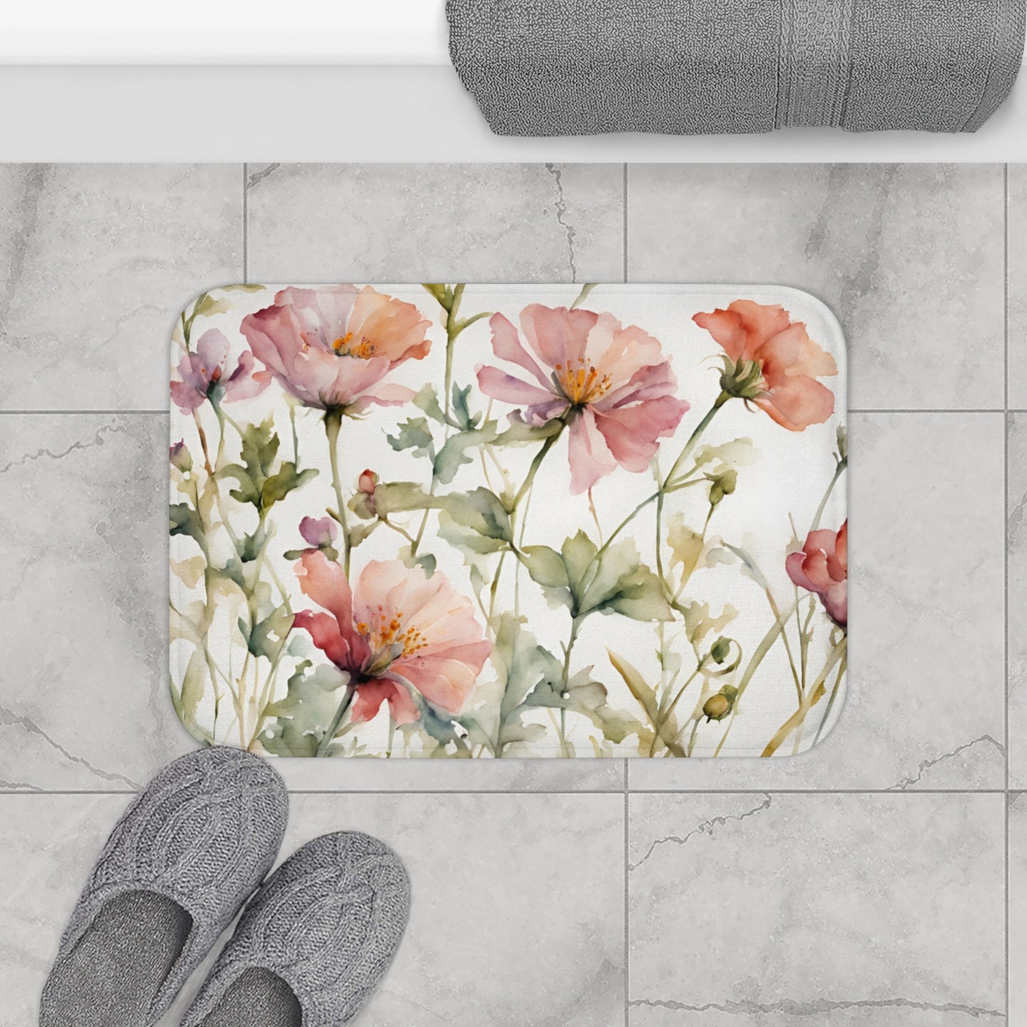 Floral Microfiber Bath Mat