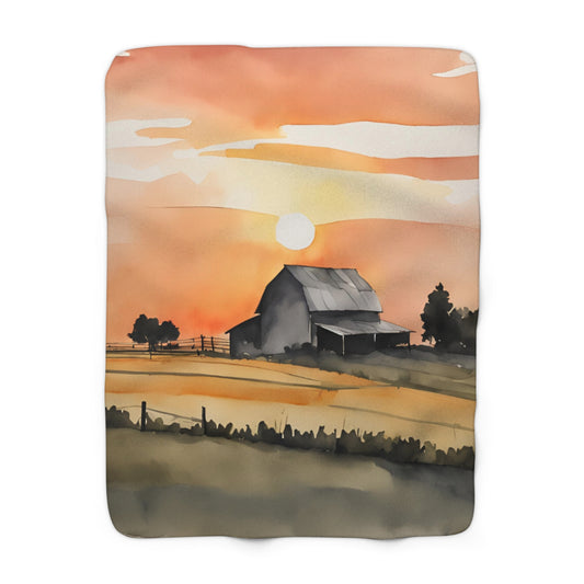 Country Sunset Sherpa Fleece Blanket