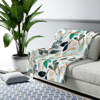 Leafy Sherpa Fleece Blanket