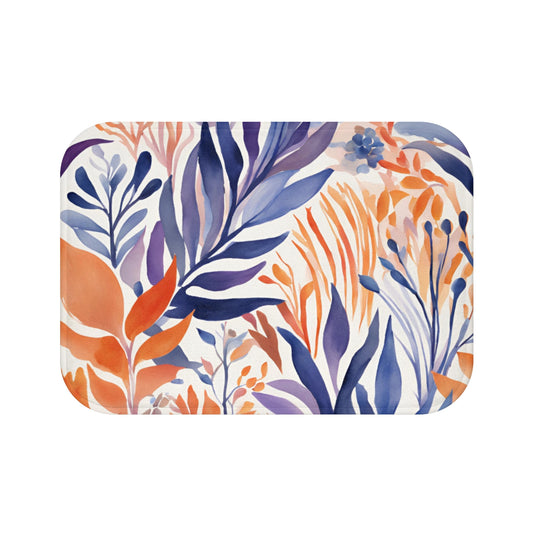 Watercolor Leaf Microfiber Bath Mat