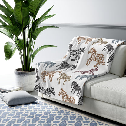 Horse Sherpa Fleece Blanket