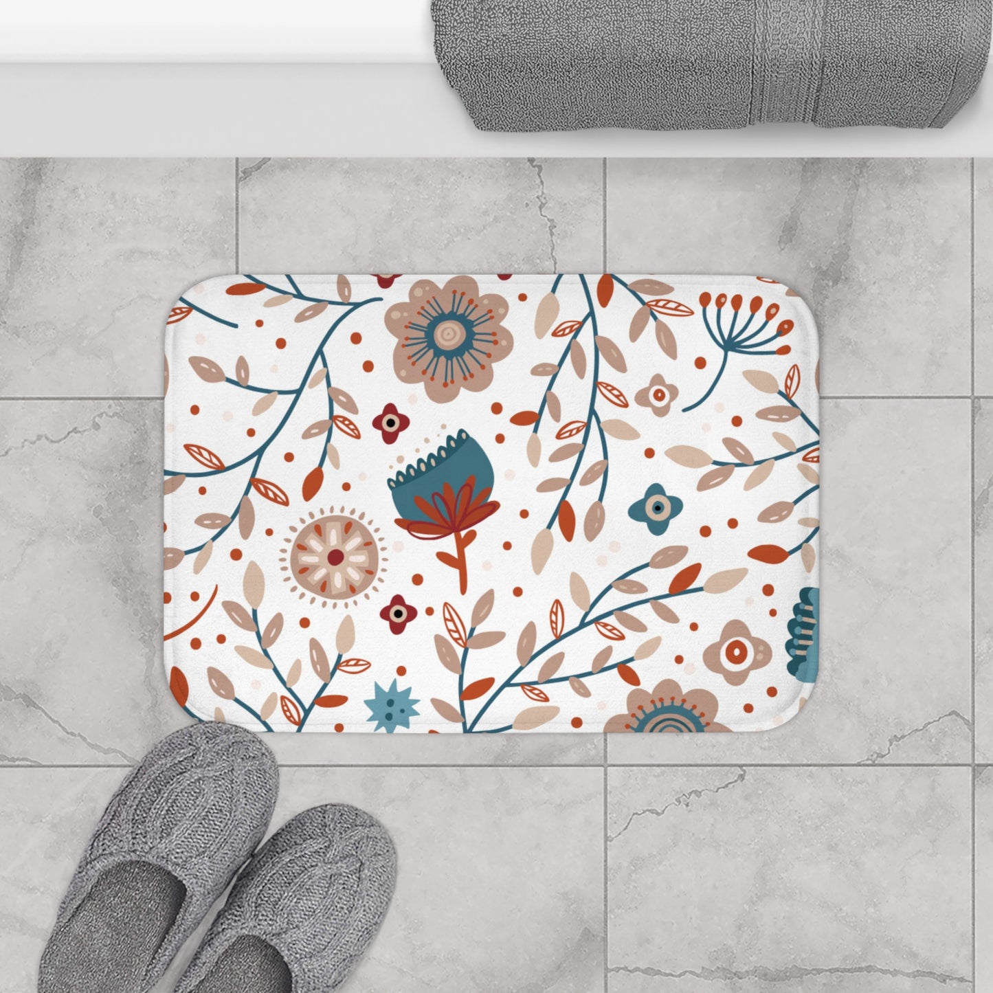 Country Floral Microfiber Bath Mat