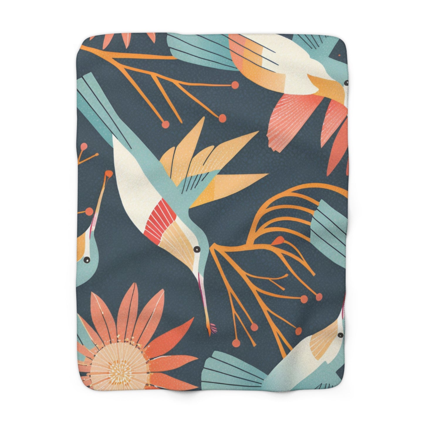 Vibrant Hummingbird Sherpa Fleece Blanket