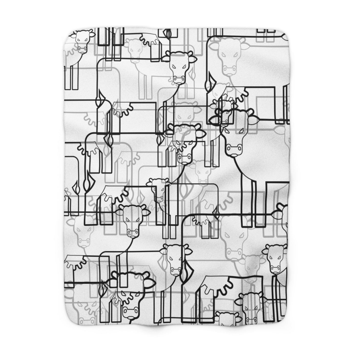 Geometric Cow Sherpa Fleece Blanket