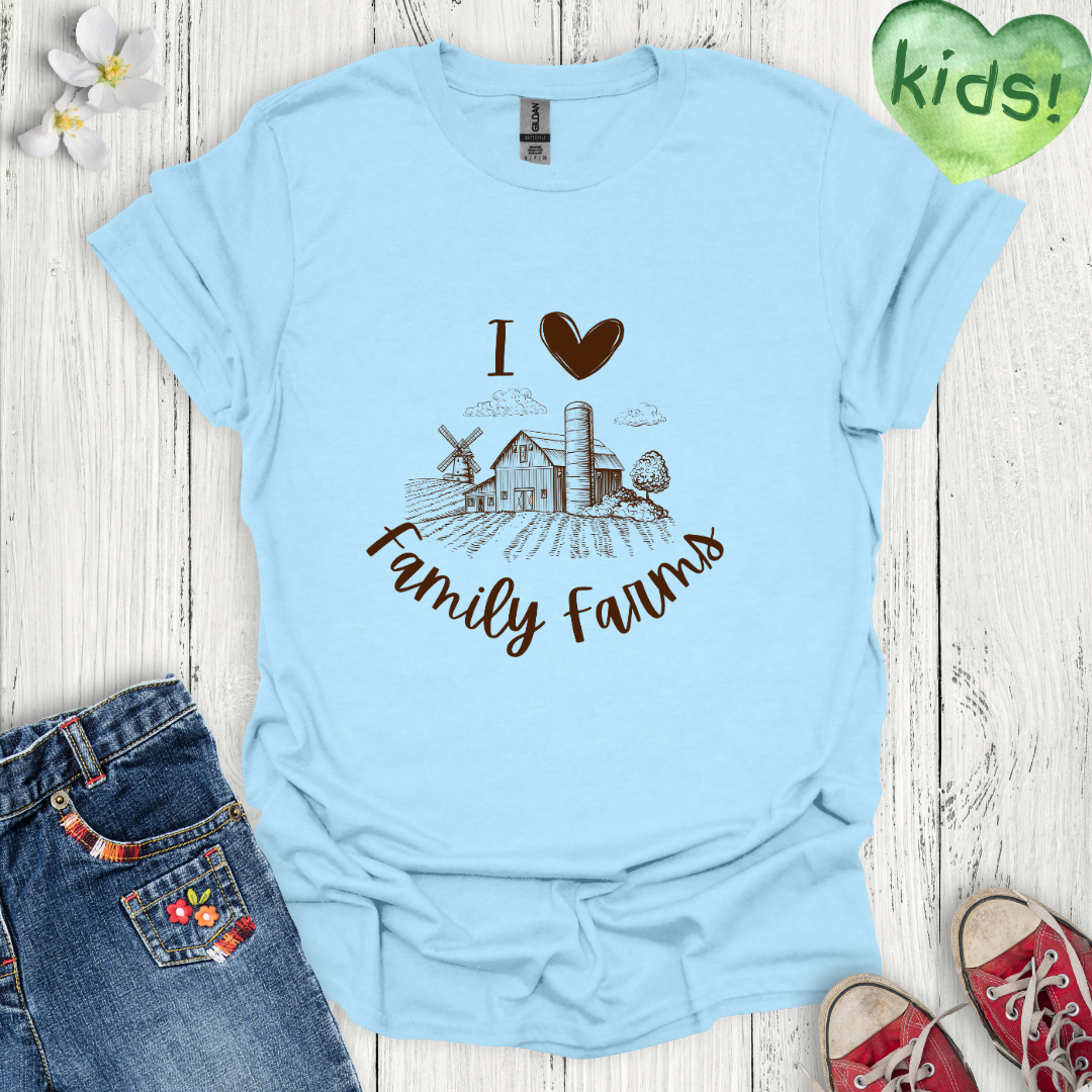 I Love Family Farms Kids T-Shirt