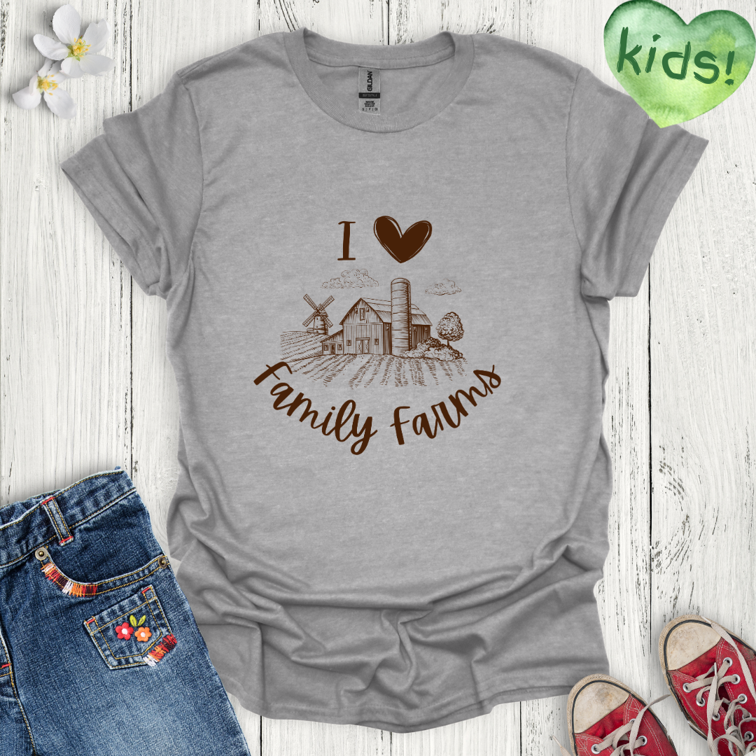 I Love Family Farms Kids T-Shirt