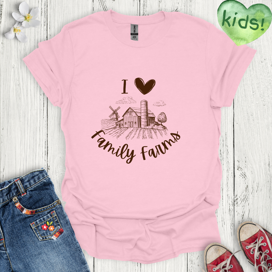 I Love Family Farms Kids T-Shirt