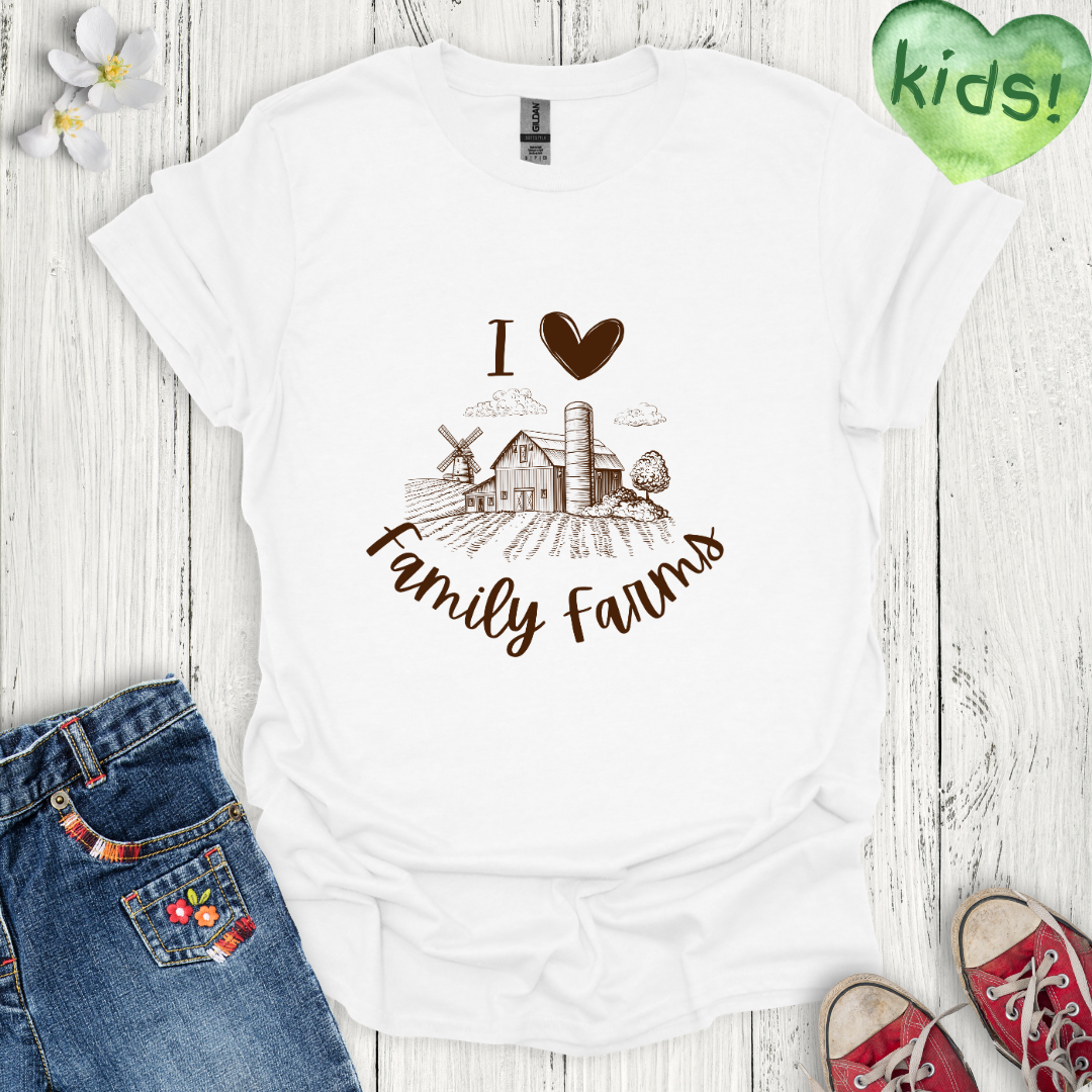 I Love Family Farms Kids T-Shirt