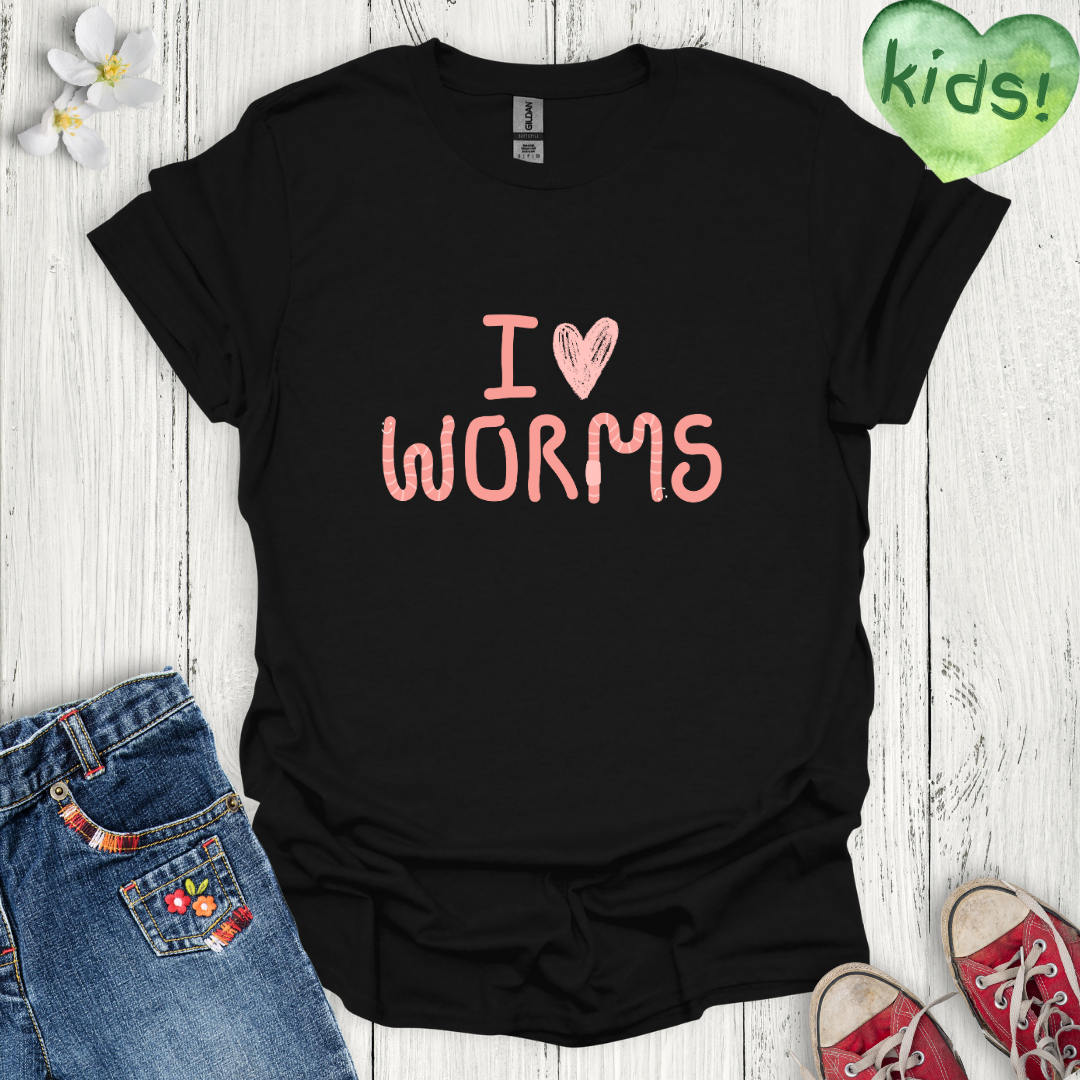 I Love Worms Kids T-Shirt