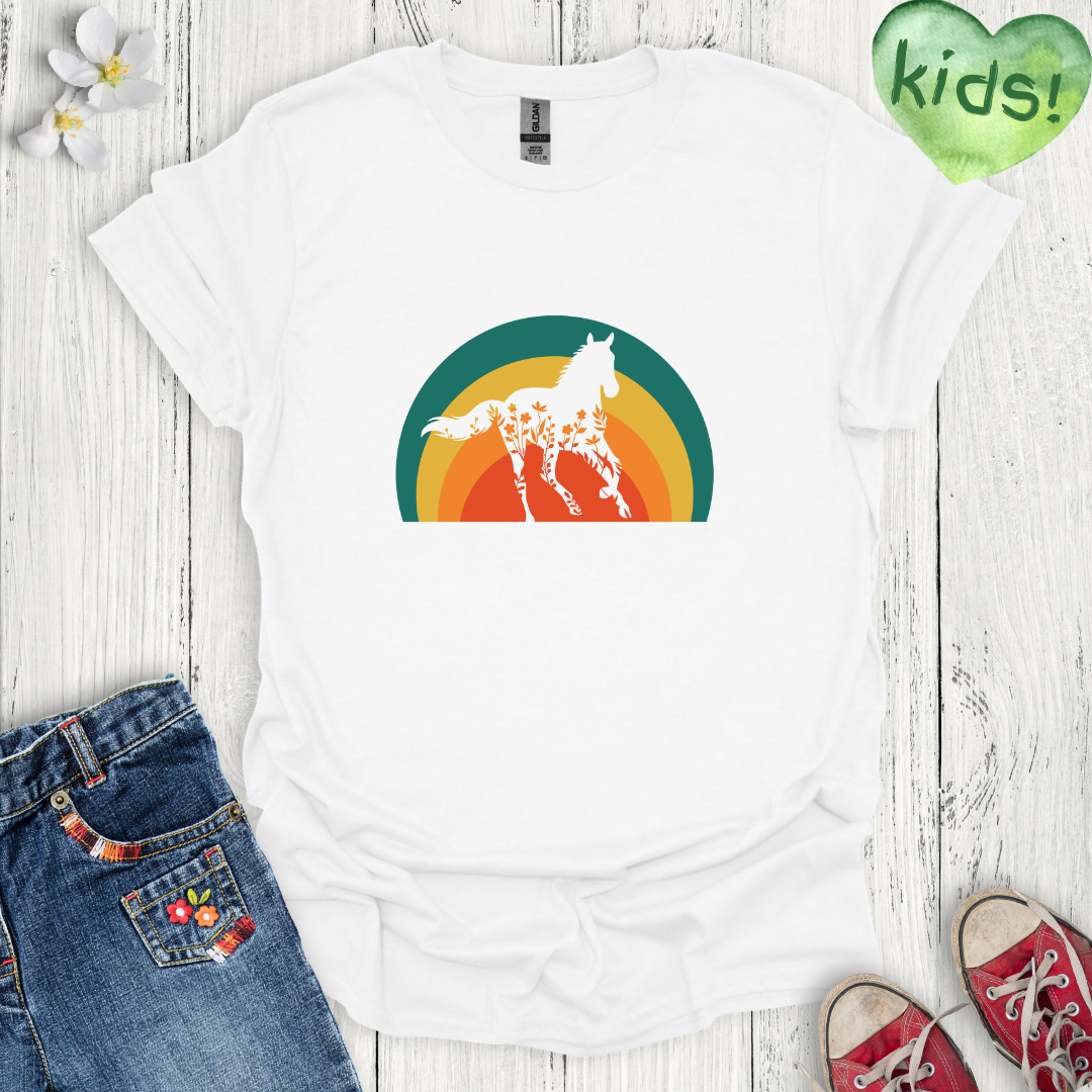 Sunset Horse Kids T-Shirt