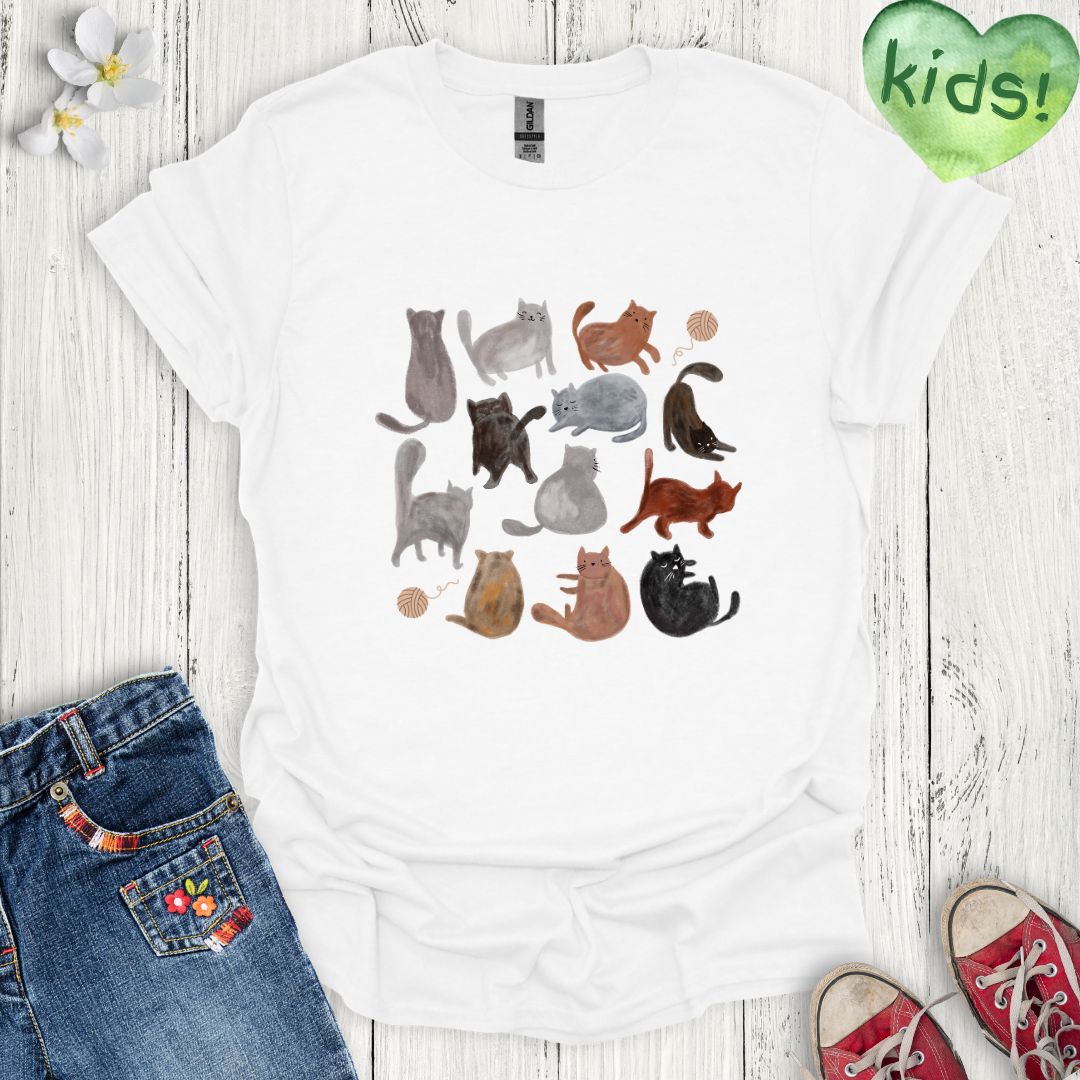 Kitty Antics Kids T-Shirt