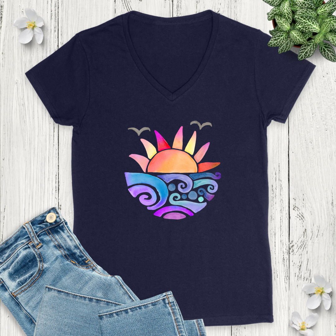 Radiant Ripples V-Neck