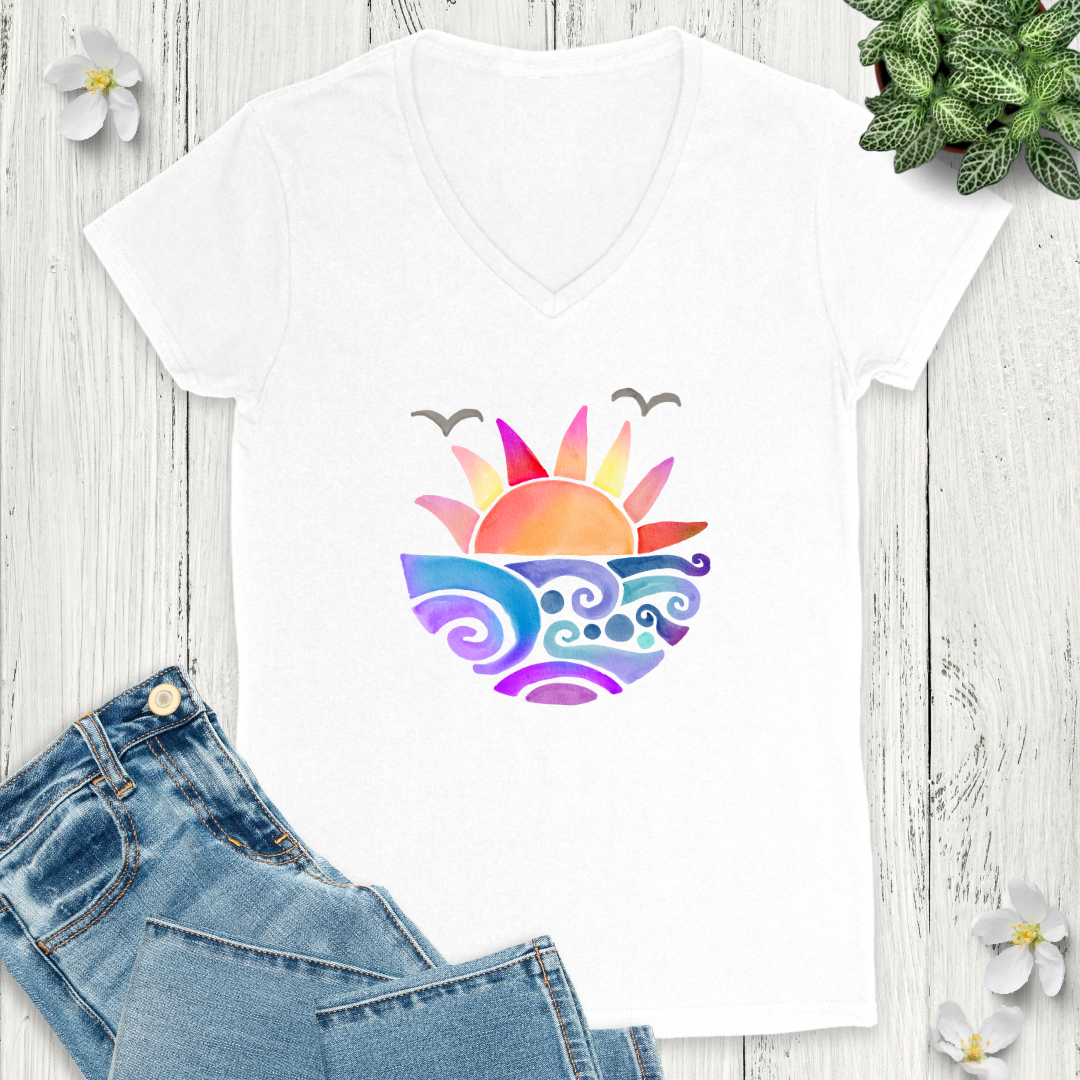 Radiant Ripples V-Neck